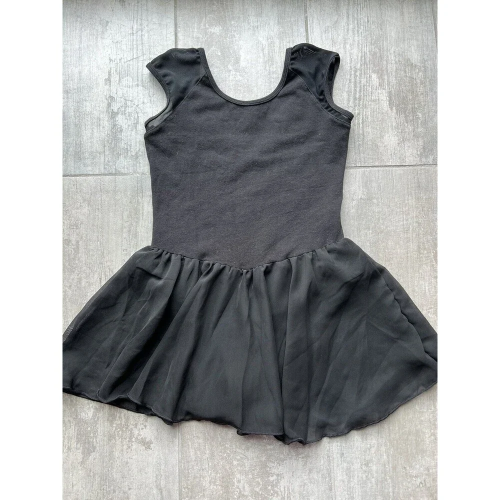 Girls Ballet Dress Dance Leotard Gymnastics Tutu Bodysuit Black 120-130cm 6-8 yr